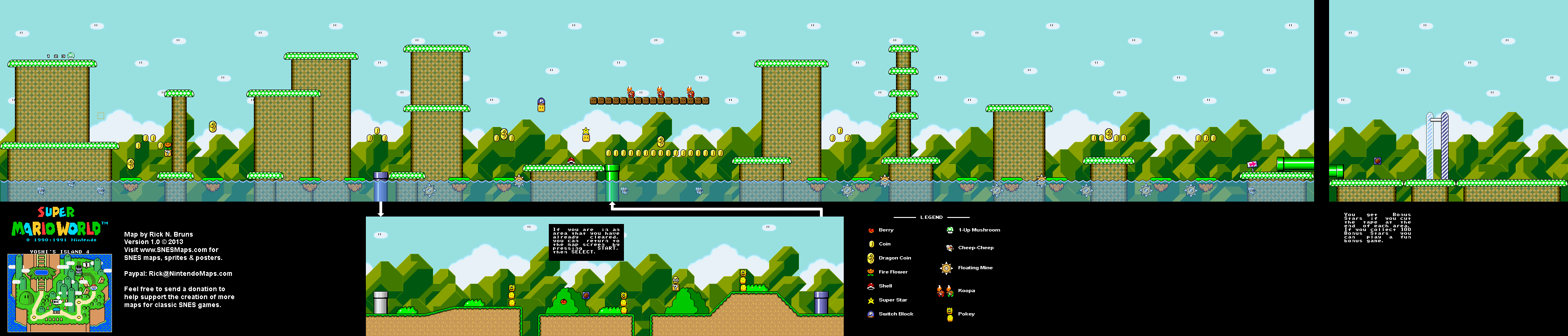 Super Mario World - Yoshi's Island 4 Super Nintendo SNES Map