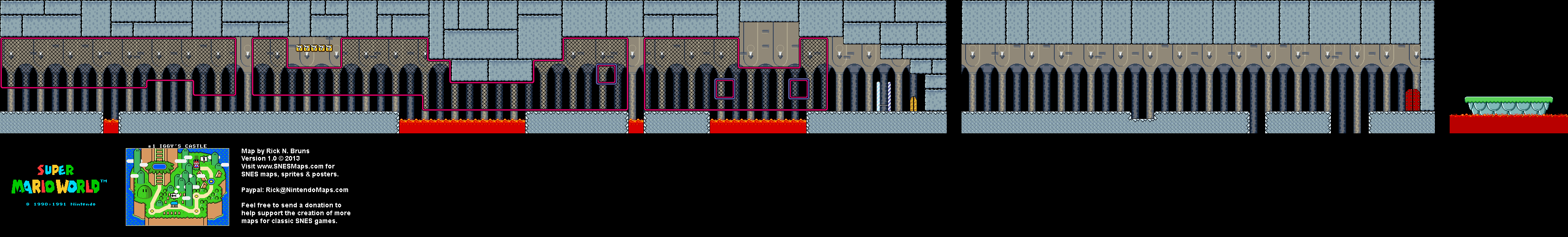 Super Mario World - #1 Iggy's Castle Super Nintendo SNES Map BG