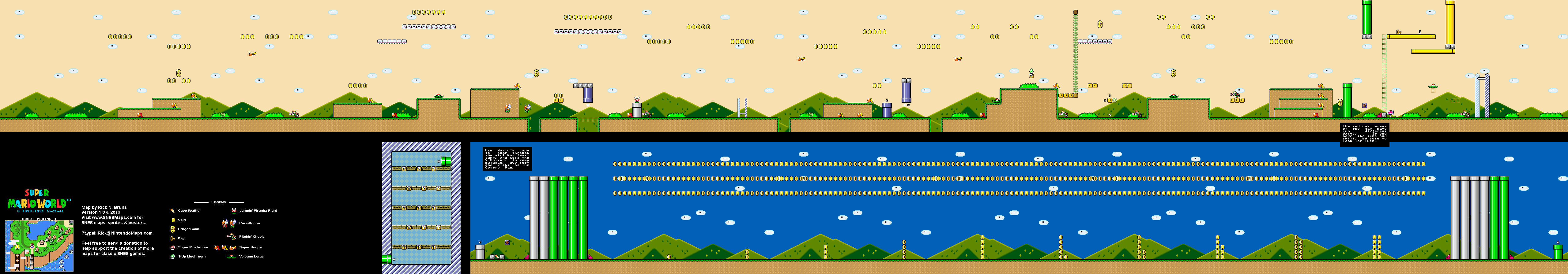 Super Mario World - Donut Plains 1 Super Nintendo SNES Map