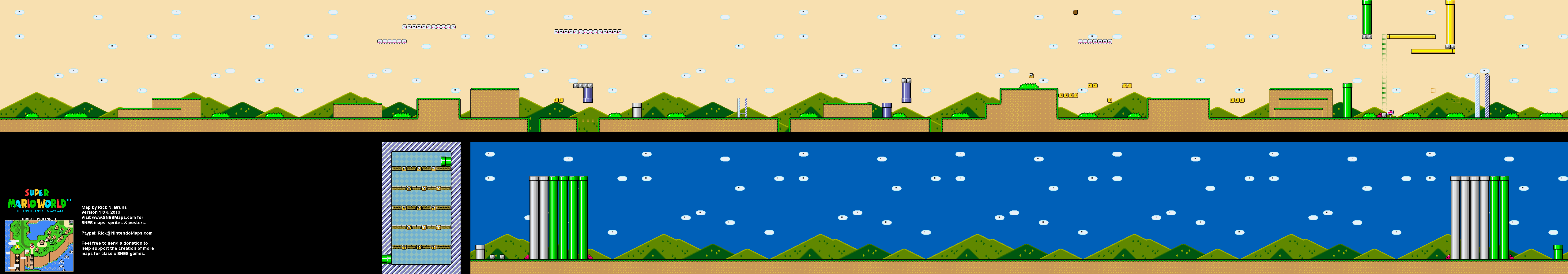 Super Mario World - Donut Plains 1 Super Nintendo SNES Map BG