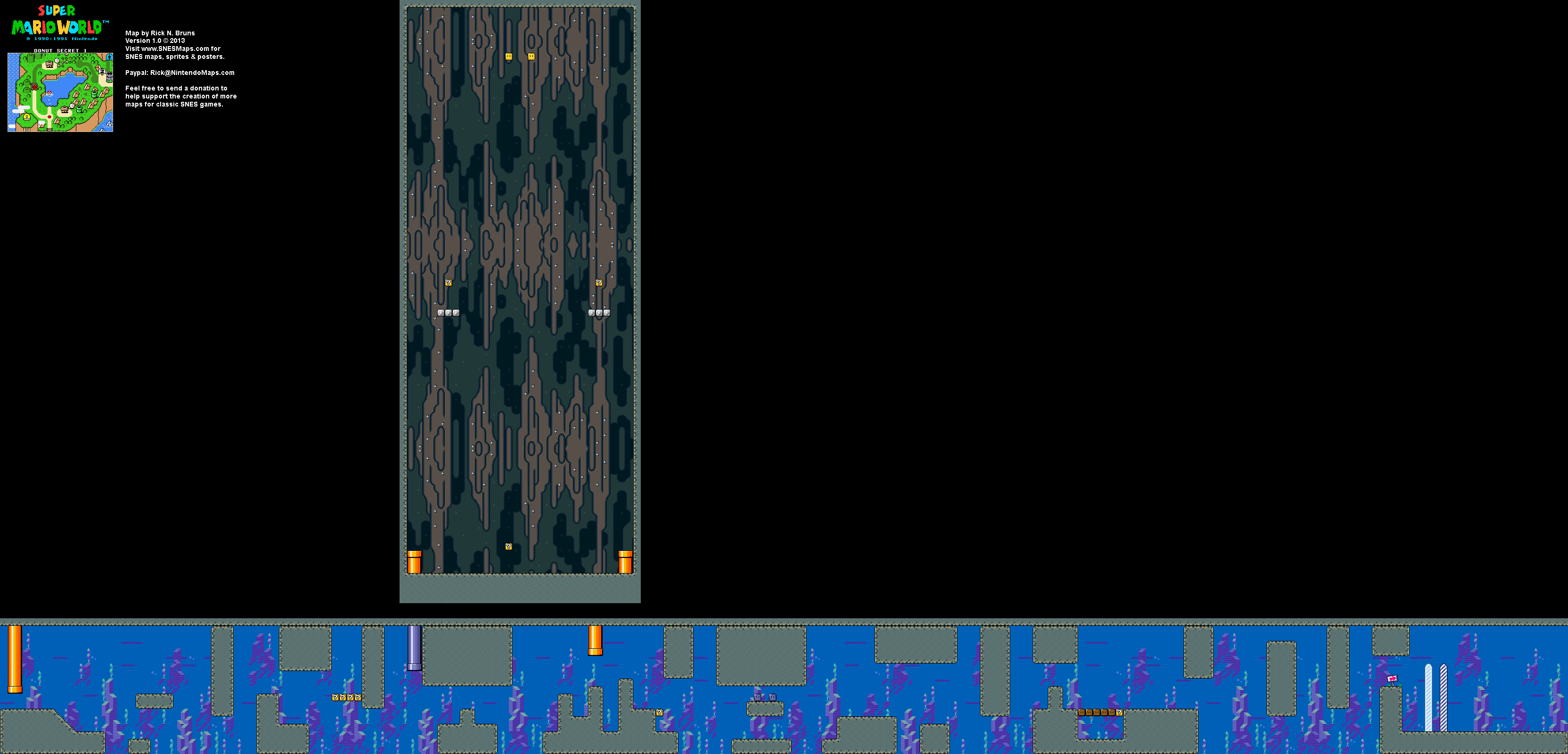 Super Mario World - Donut Secret 1 Super Nintendo SNES Map BG