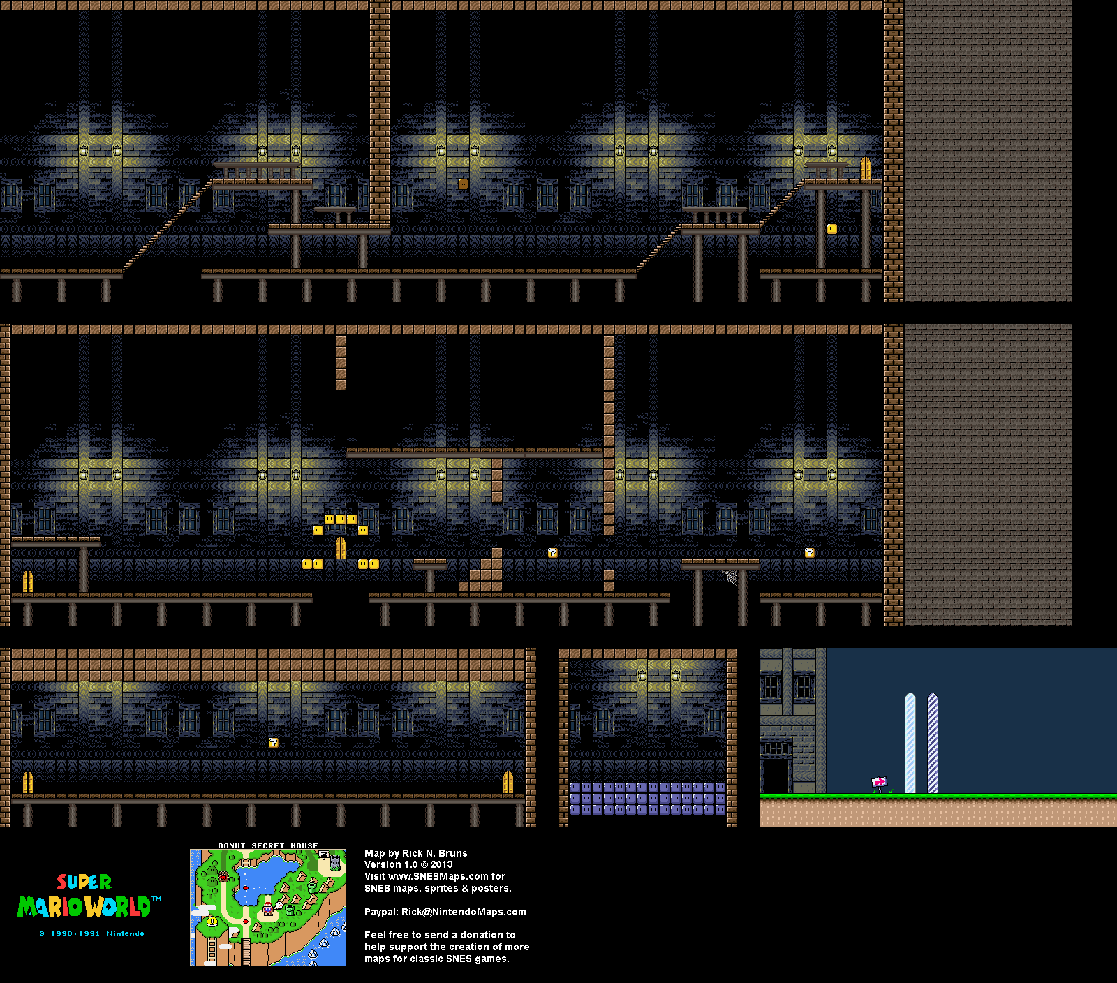 Super Mario World - Donut Secret House Super Nintendo SNES Map BG