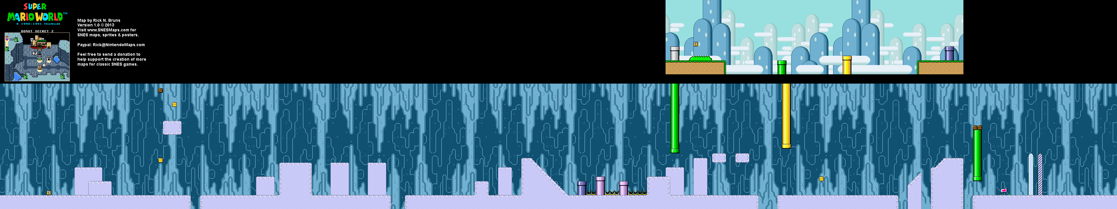 Super Mario World - Donut Secret 2 Super Nintendo SNES Map BG