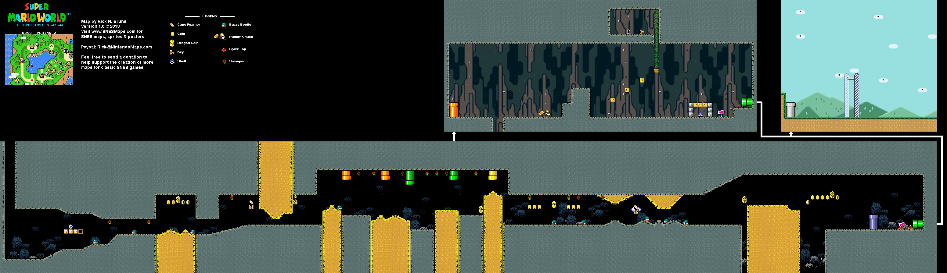 Super Mario World - Donut Plains 2 Super Nintendo SNES Map