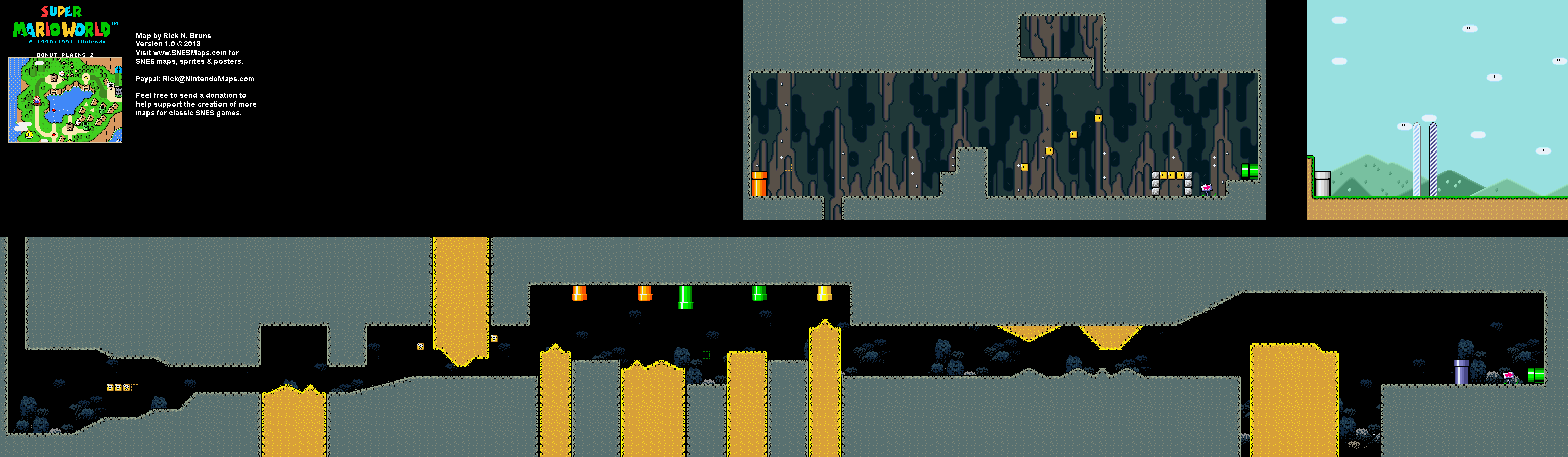Super Mario World - Donut Plains 2 Super Nintendo SNES Map BG