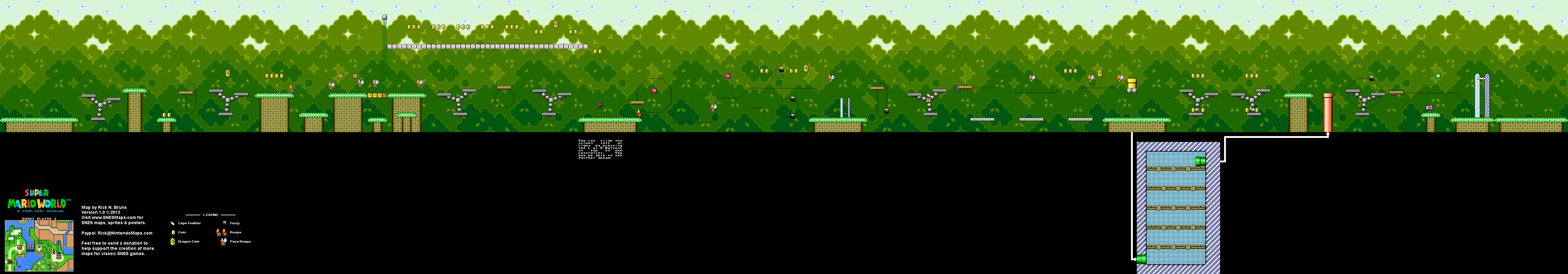 Super Mario World - Donut Plains 3 Super Nintendo SNES Map