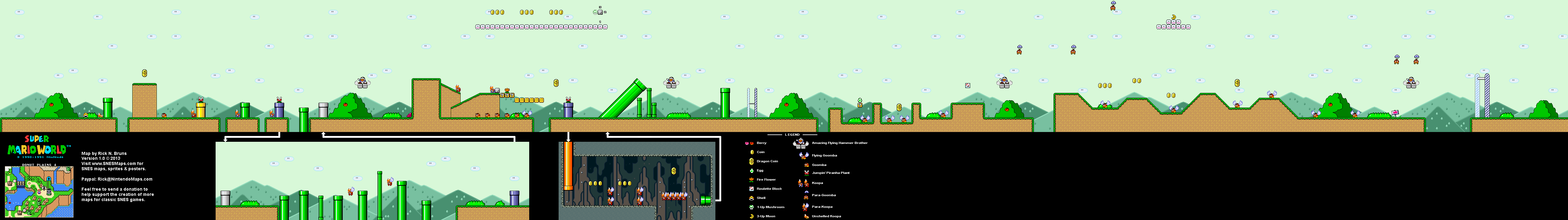 Super Mario World - Donut Plains 4 Super Nintendo SNES Map