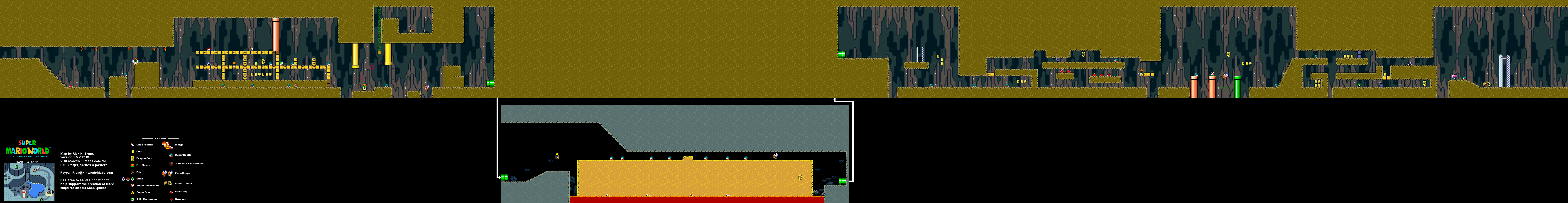 Super Mario World - Vanilla Dome 1 Super Nintendo SNES Map