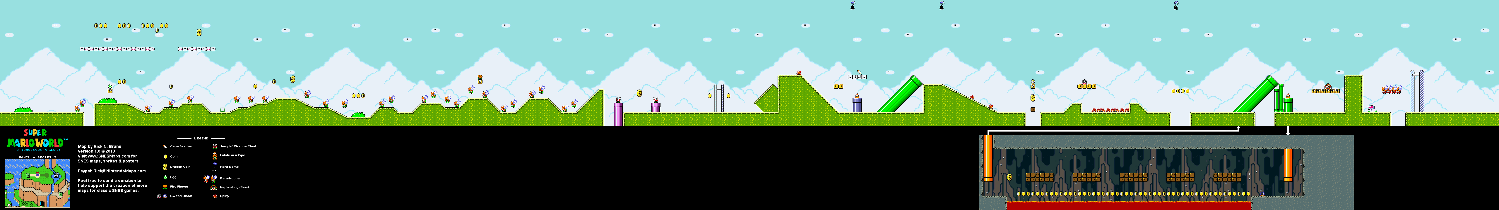 Super Mario World - Vanilla Secret 2 Super Nintendo SNES Map