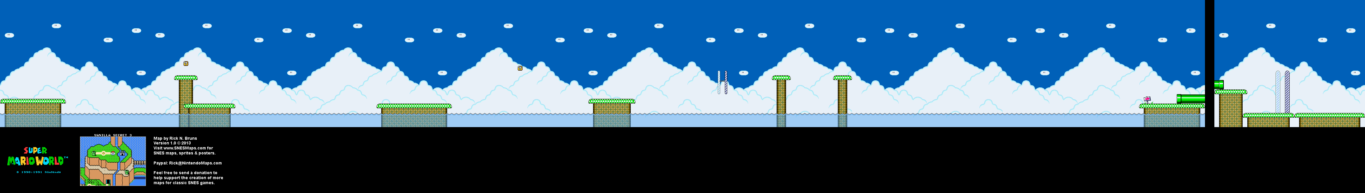 Super Mario World - Vanilla Secret 3 Super Nintendo SNES Map BG