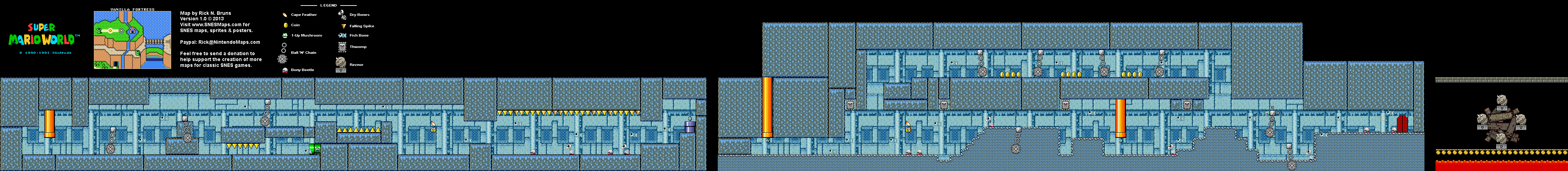 Super Mario World - Vanilla Fortress Super Nintendo SNES Map