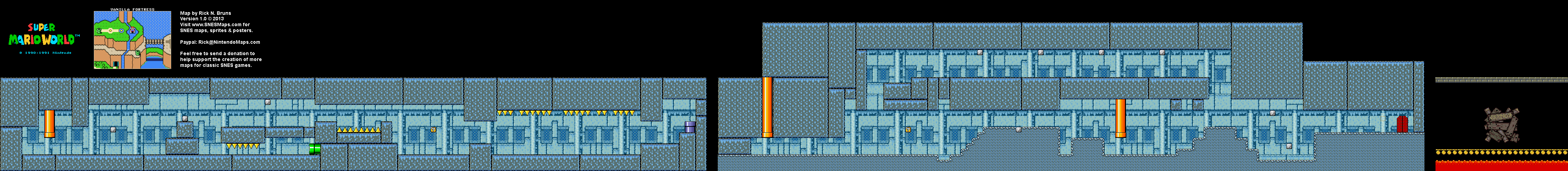 Super Mario World - Vanilla Fortress Super Nintendo SNES Map BG