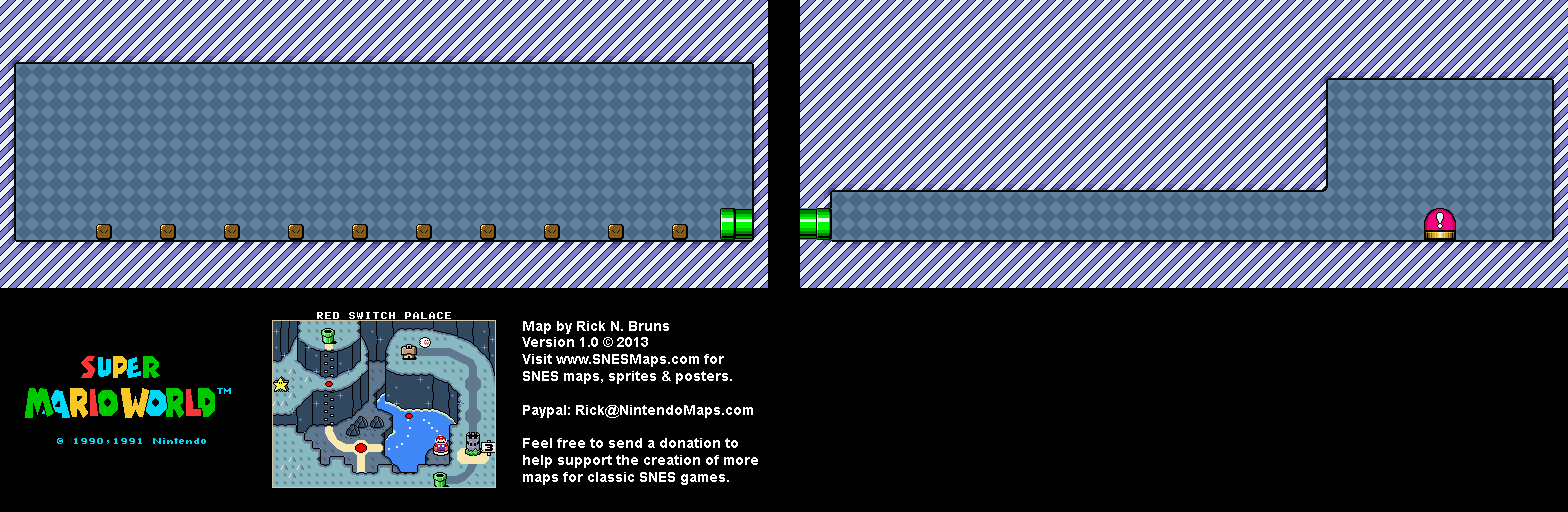 Super Mario World - Red Switch Palace Super Nintendo SNES Map BG