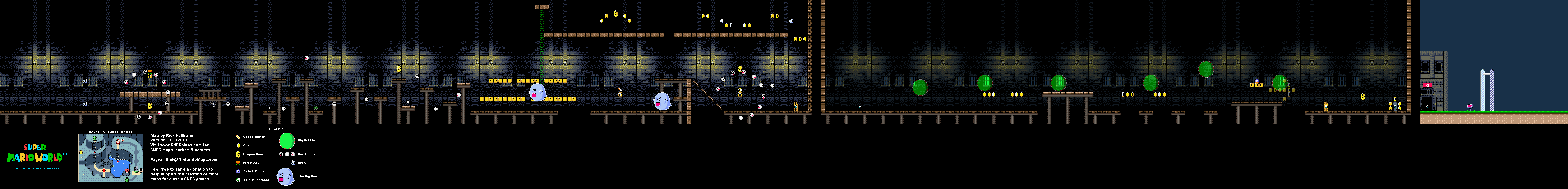 Super Mario World - Vanilla Ghost House Super Nintendo SNES Map