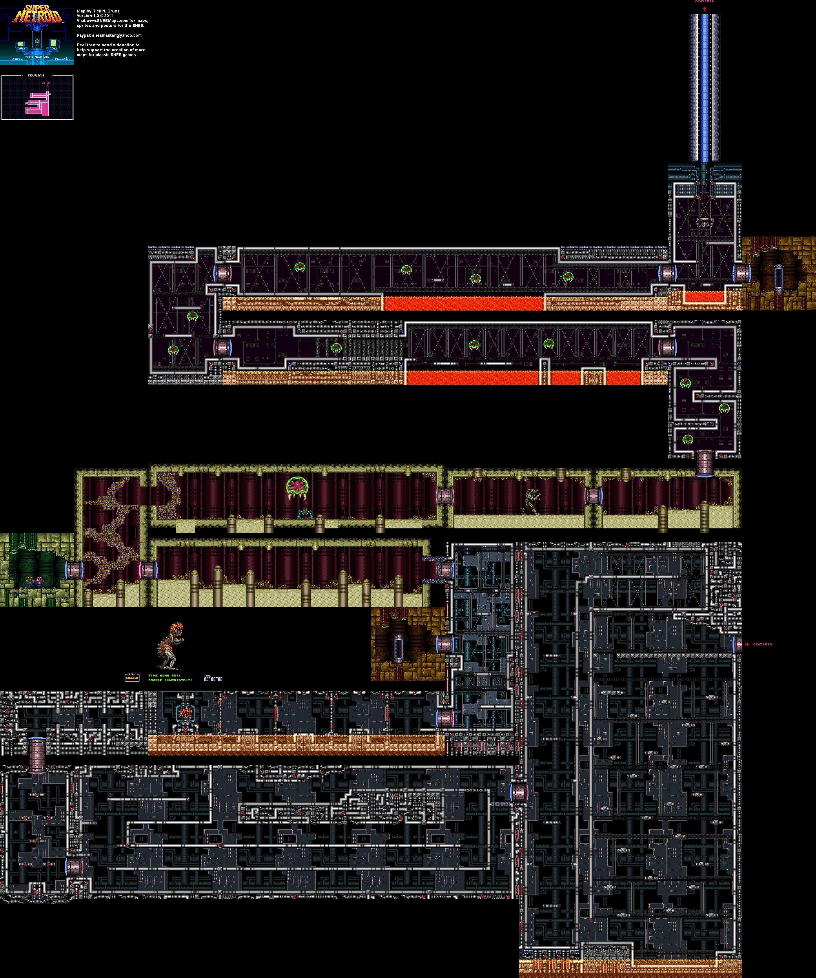 Super Metroid - Tourian Map - SNES Super Nintendo