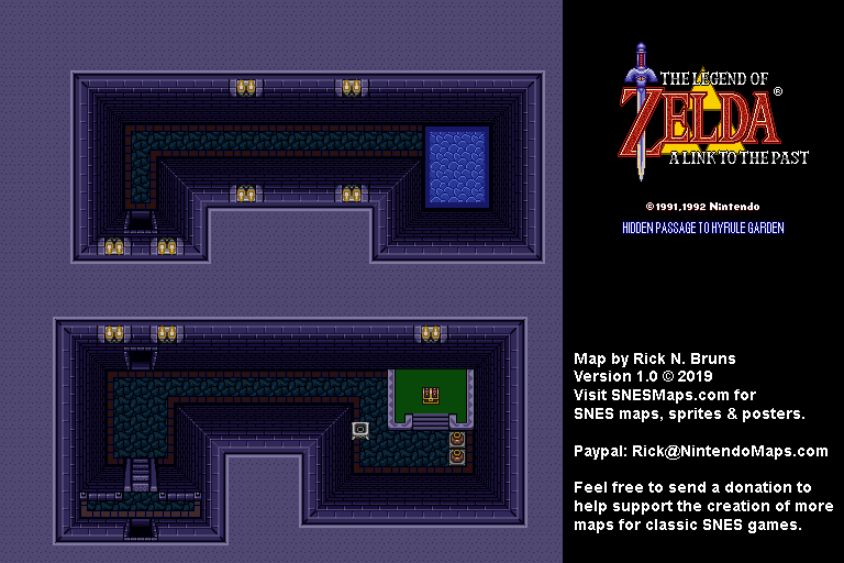 The Legend of Zelda: A Link to the Past - Hidden Path to Garden Map - SNES Super Nintendo BG