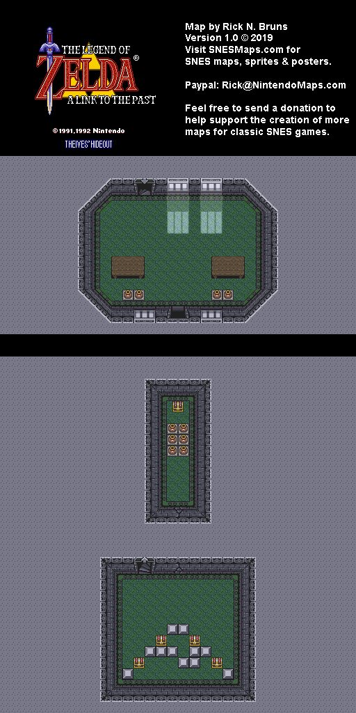 The Legend of Zelda: A Link to the Past - Thieve's Hideout Map - SNES Super Nintendo BG