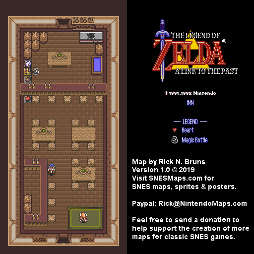 The Legend of Zelda: A Link to the Past - Inn Map - SNES Super Nintendo