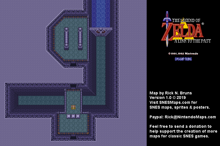 The Legend of Zelda: A Link to the Past - Swamp Ruins Map - SNES Super Nintendo BG