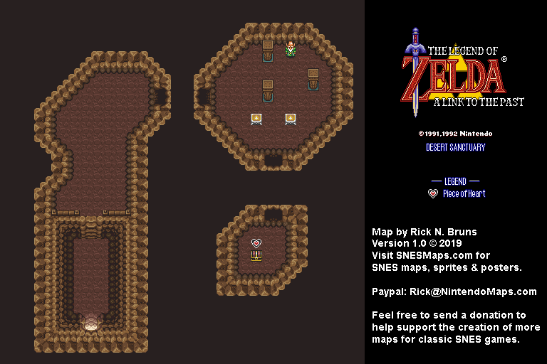The Legend of Zelda: A Link to the Past - Desert Sanctuary Map - SNES Super Nintendo