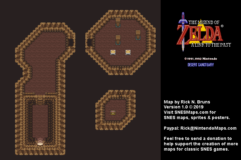 The Legend of Zelda: A Link to the Past - Desert Sanctuary Map - SNES Super Nintendo BG
