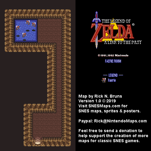 The Legend of Zelda: A Link to the Past - Faerie Room Map - SNES Super Nintendo