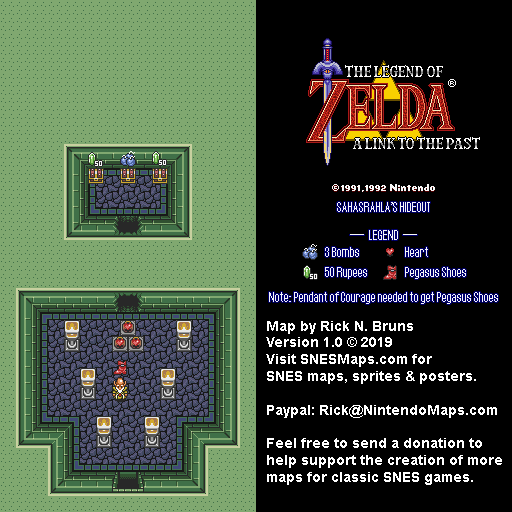 The Legend of Zelda: A Link to the Past - Sahasrahla's Hideout Map - SNES Super Nintendo