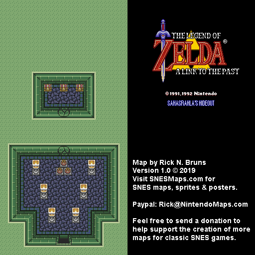 The Legend of Zelda: A Link to the Past - Sahasrahla's Hideout Map - SNES Super Nintendo BG