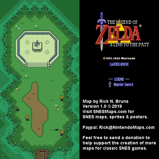 The Legend of Zelda: A Link to the Past - Sacred Grove Map - SNES Super Nintendo