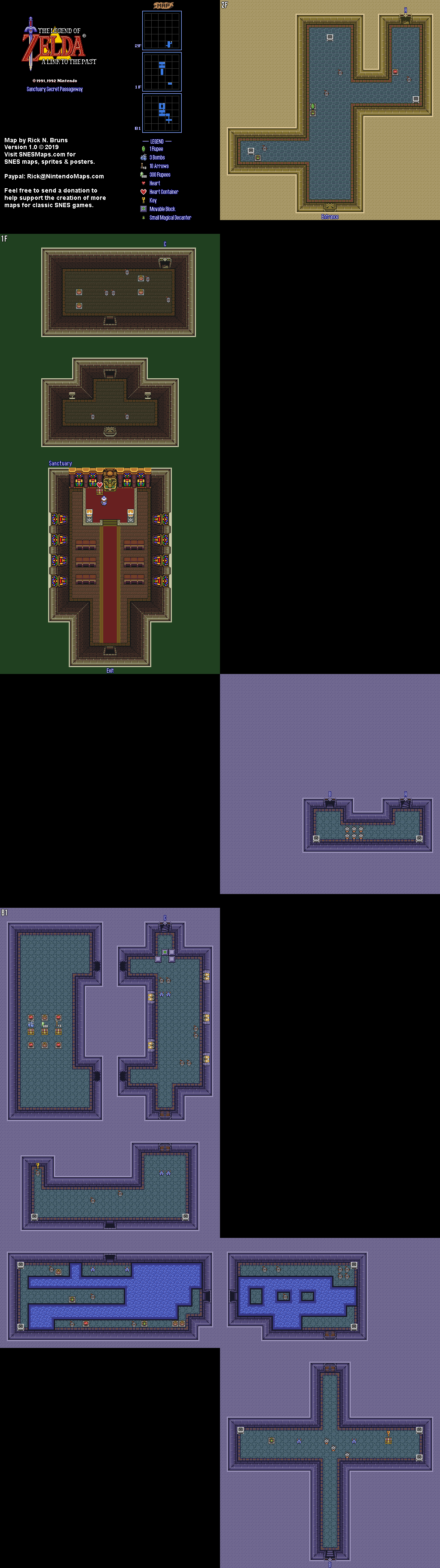 The Legend of Zelda: A Link to the Past - Sanctuary Secret Passage Map - SNES Super Nintendo