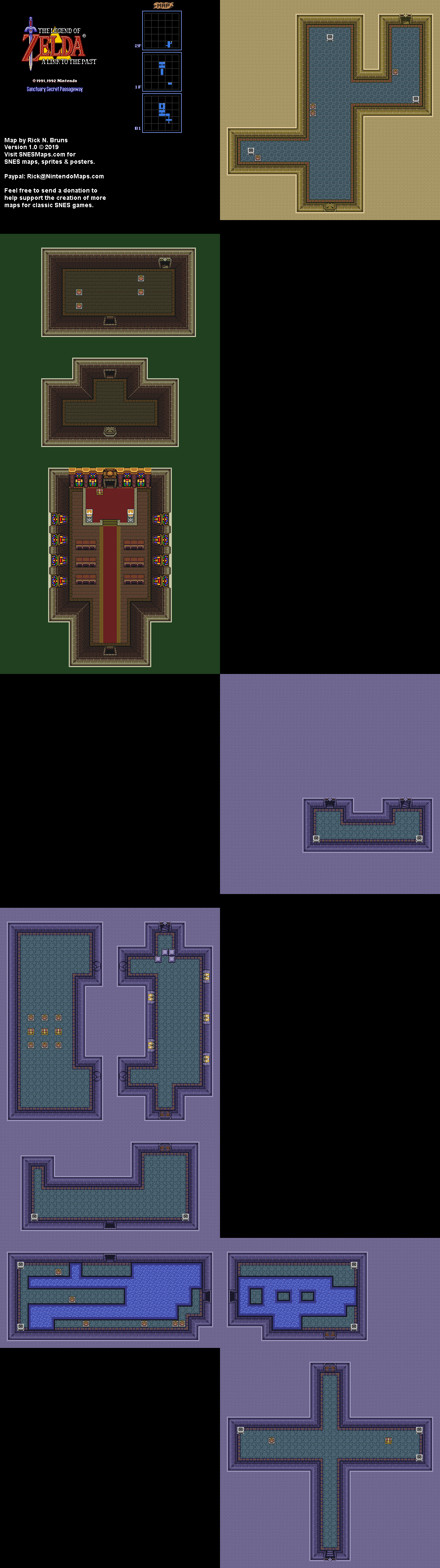 The Legend of Zelda: A Link to the Past - Sanctuary Secret Passage Map - SNES Super Nintendo BG