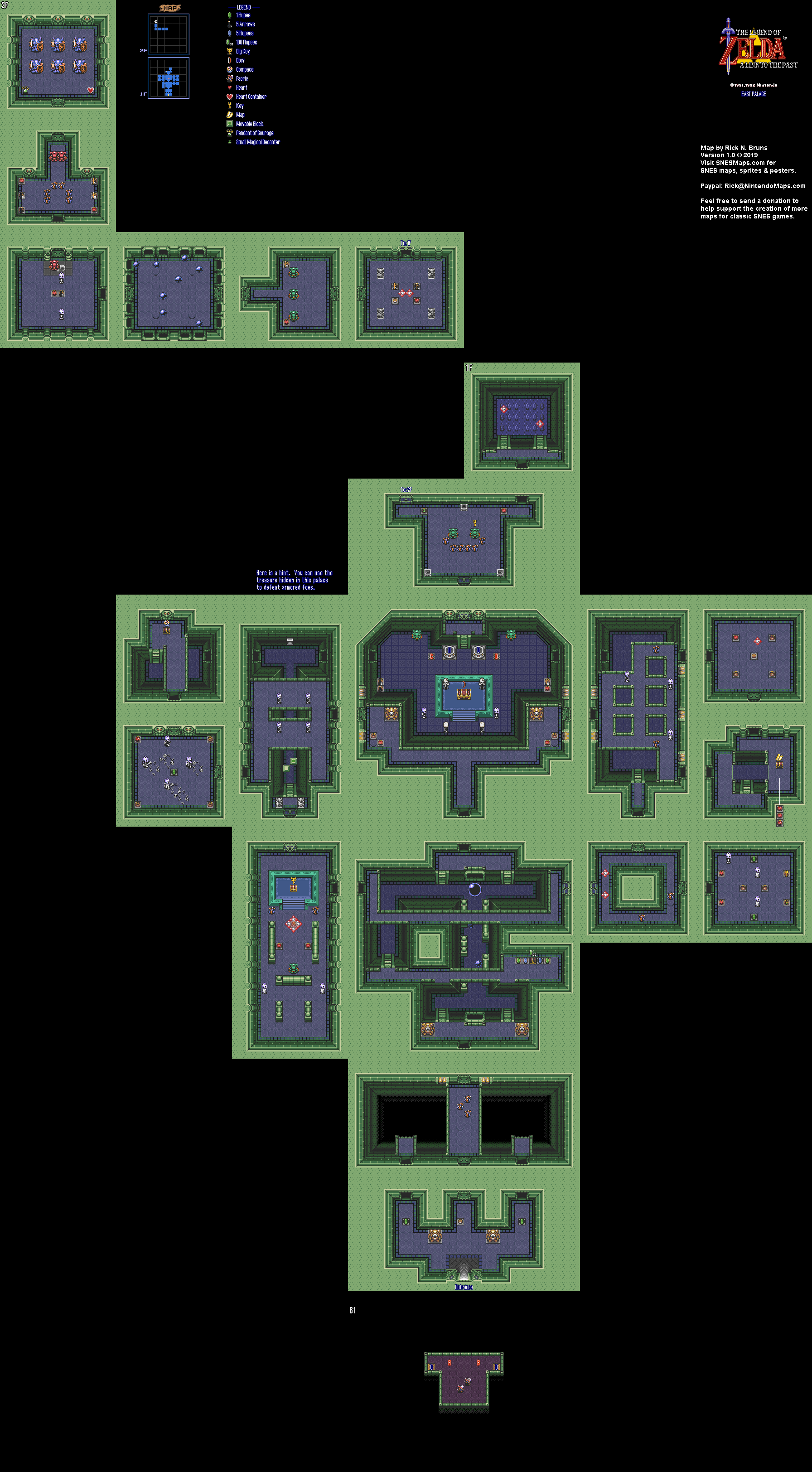 The Legend of Zelda: A Link to the Past - East Palace Map - SNES Super Nintendo