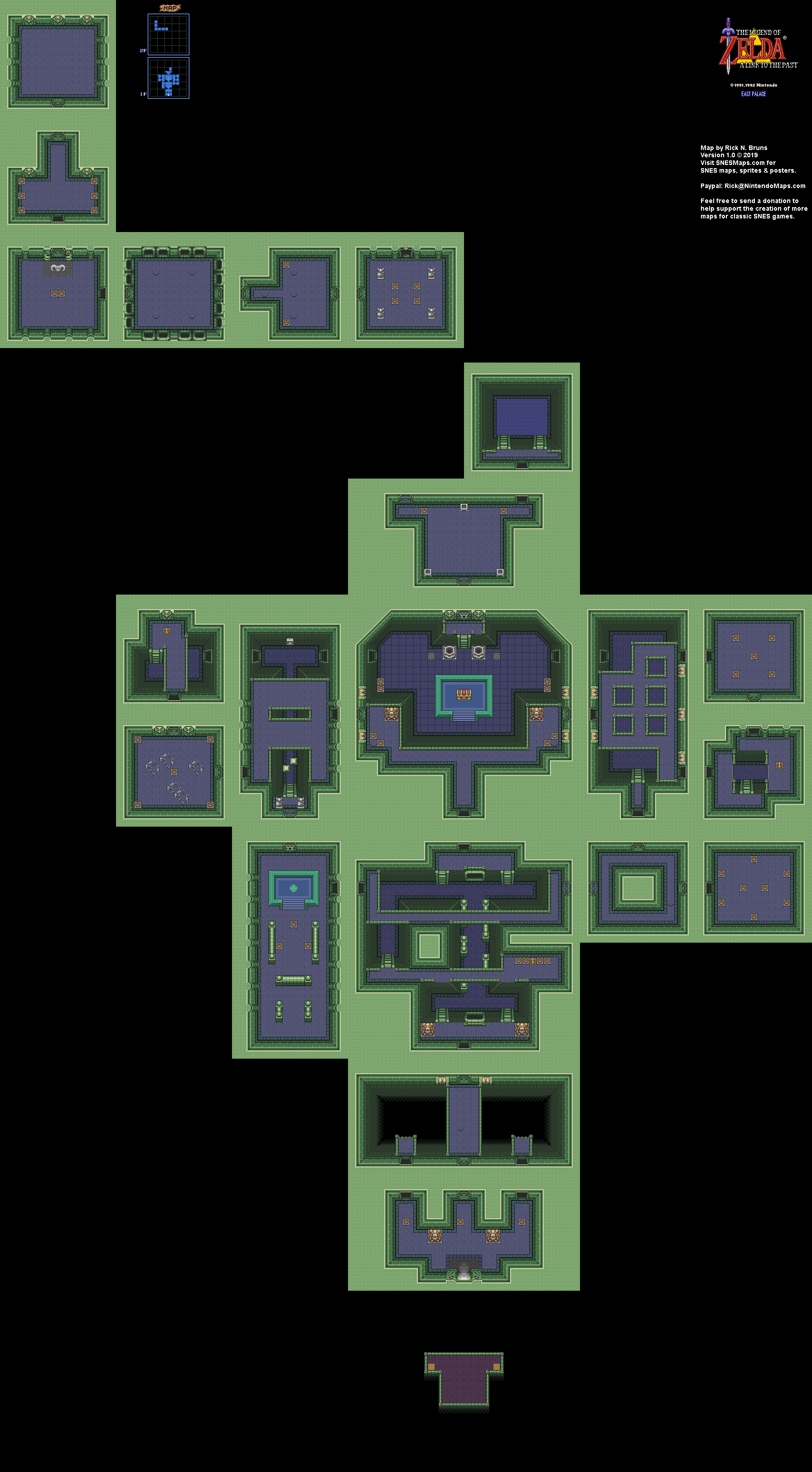 The Legend of Zelda: A Link to the Past - East Palace Map - SNES Super Nintendo BG