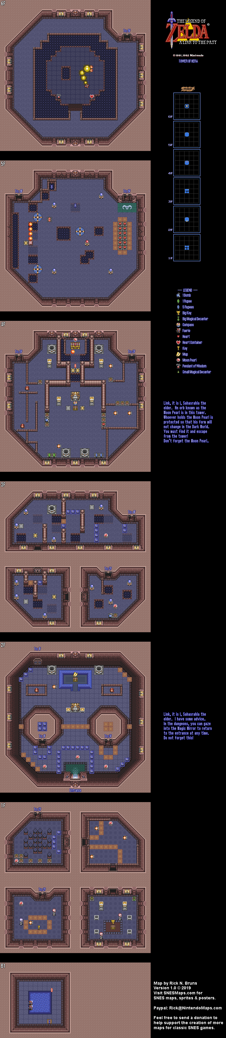 The Legend of Zelda: A Link to the Past - Tower of Hera Map - SNES Super Nintendo