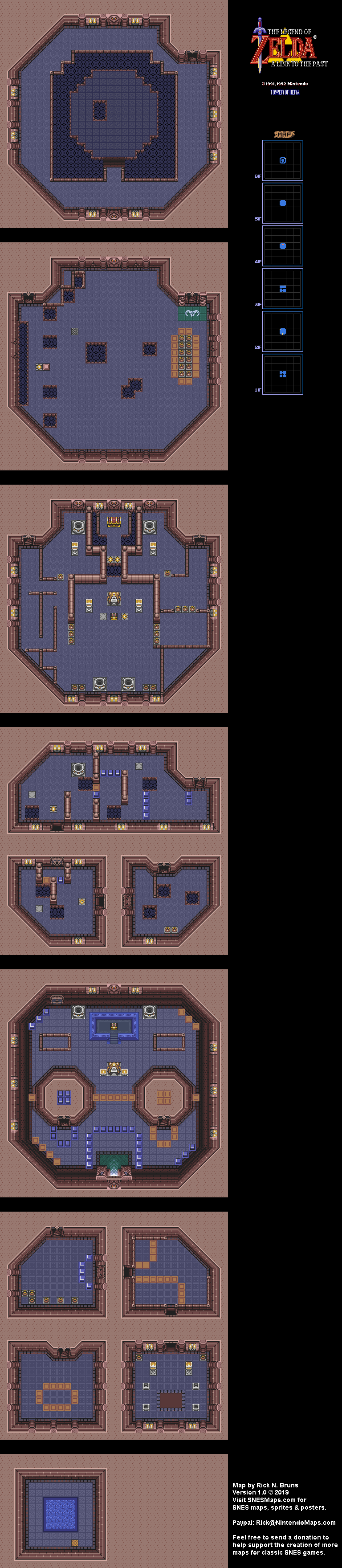 The Legend of Zelda: A Link to the Past - Tower of Hera Map - SNES Super Nintendo BG