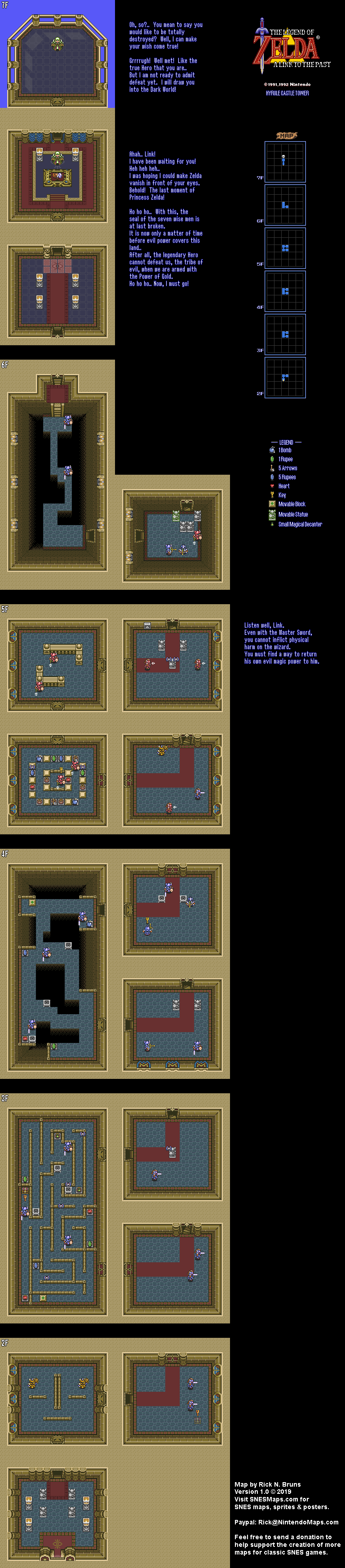 The Legend of Zelda: A Link to the Past - Hyrule Castle Tower Map - SNES Super Nintendo